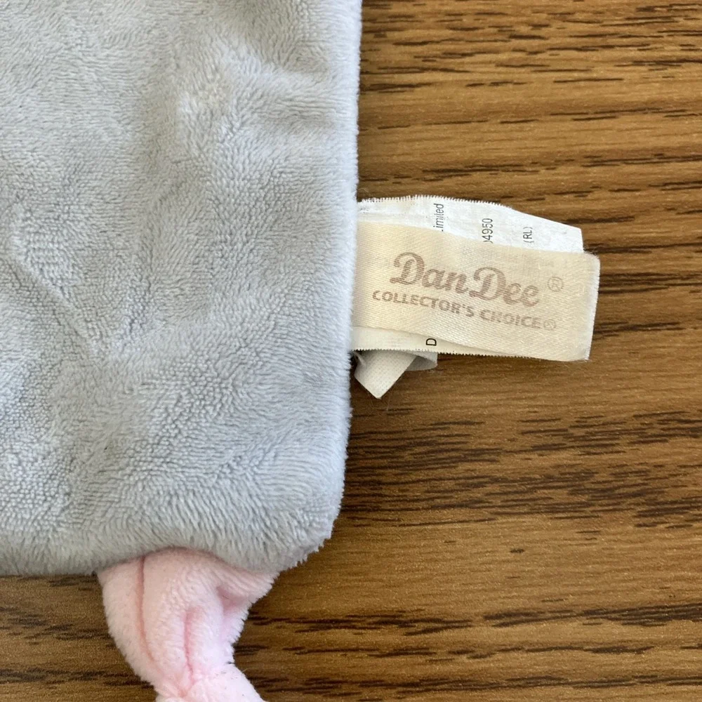 Dan Dee Elephant Gray Pink Rattle Baby Lovey Blanket‎ Knotted Corners 12